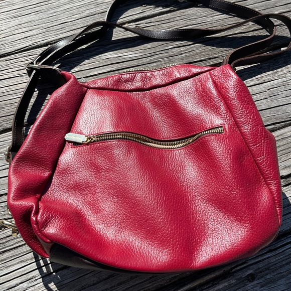Elegant Red Leather Shoulder Bag VALENTINA CROSSBODY, beautiful leather - Picture 2 of 7